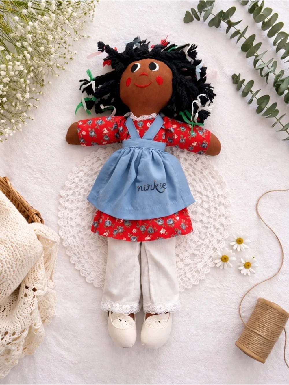 Vintage Gambina “Ninkie” Handmade African American Rag Doll Folk Art